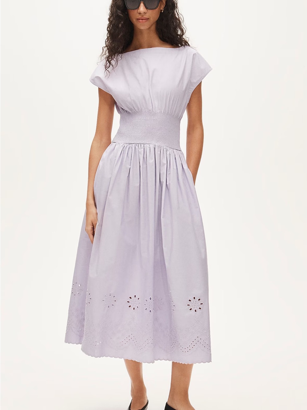 J. Crew Smocked eyelet-hem dress in cotton poplin Size Large Tall